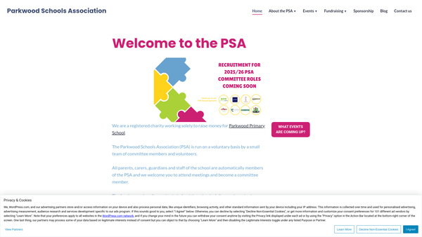 Screenshot of the Park Wood Schools Association website