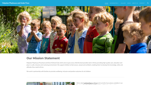 Screenshot of the Helpston Playhouse And Under Fives Pre-School website