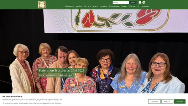Screenshot of the Buttsbury (Billericay) Womens Institute website