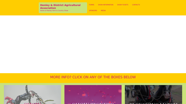 Screenshot of the Henley And District Agricultural Association Limited website