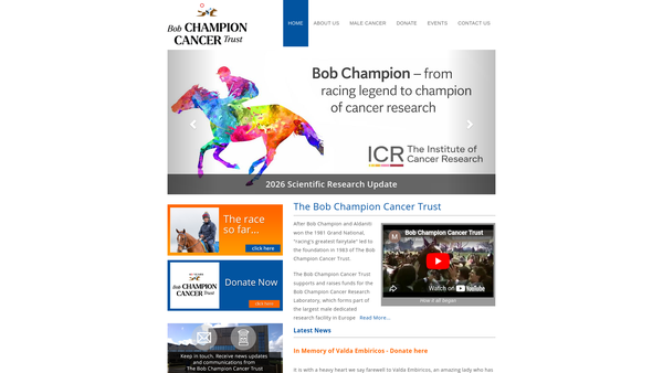 Screenshot of the Bob Champion Cancer Trust website