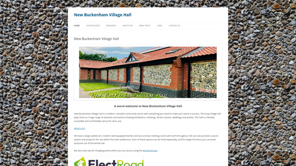 Screenshot of the New Buckenham New Village Hall website