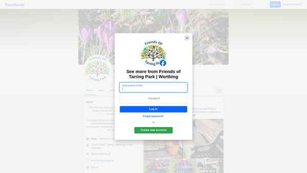 Screenshot of the Friends of Tarring Park website