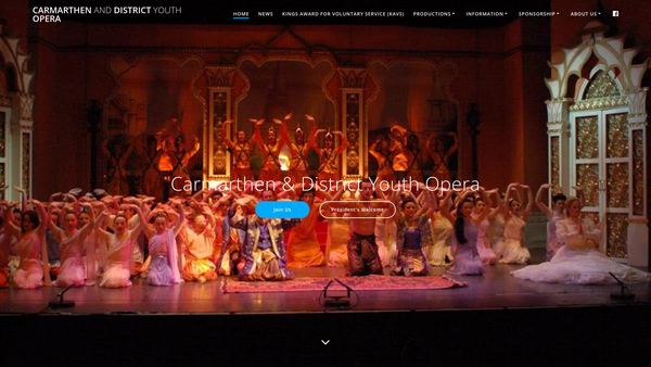 Screenshot of the Carmarthen And District Youth Opera website