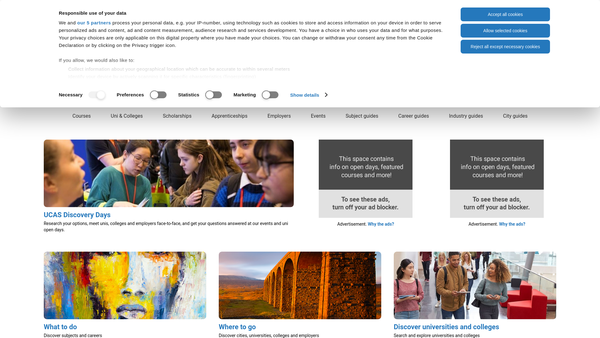 Screenshot of the The Universities And Colleges Admissions Service website