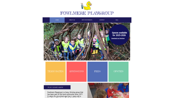 Screenshot of the Fowlmere Playgroup website