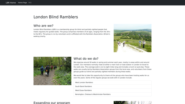 Screenshot of the Recreational Club For The Blind website