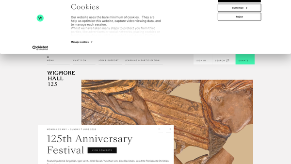 Screenshot of the The Wigmore Hall Trust website