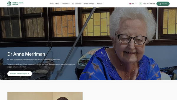 Screenshot of the Hospice Africa Limited website