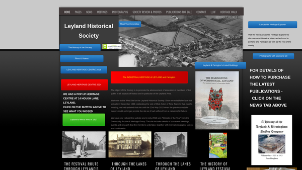Screenshot of the Leyland Historical Society website