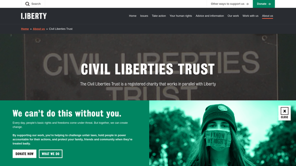 Screenshot of the The Civil Liberties Trust website