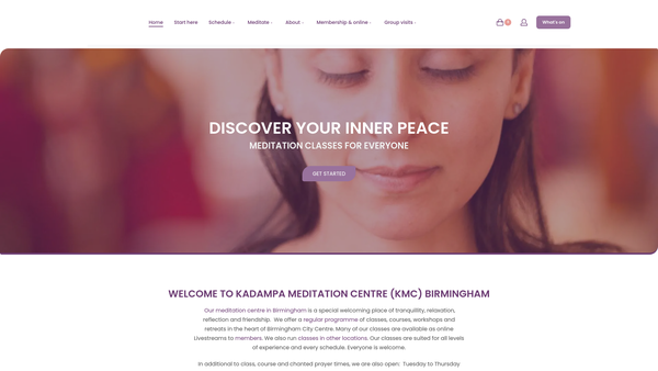 Screenshot of the Kadampa Meditation Centre Birmingham website