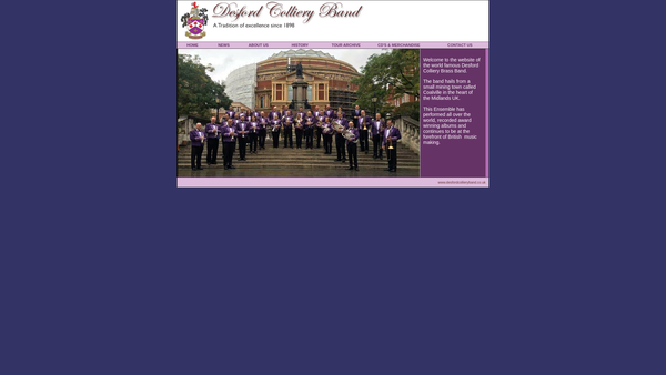 Screenshot of the Desford Organisation Comprising of Desford Colliery Band, Desford Band, and Desford Brass Band Club website