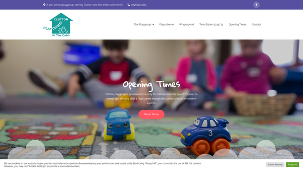 Screenshot of the Clutton Playgroup website