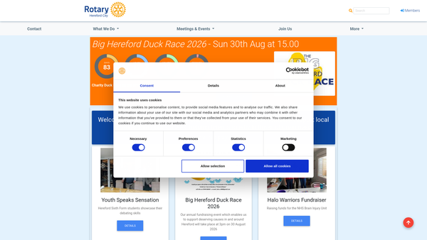 Screenshot of the Rotary Club Of Hereford Trust Fund website