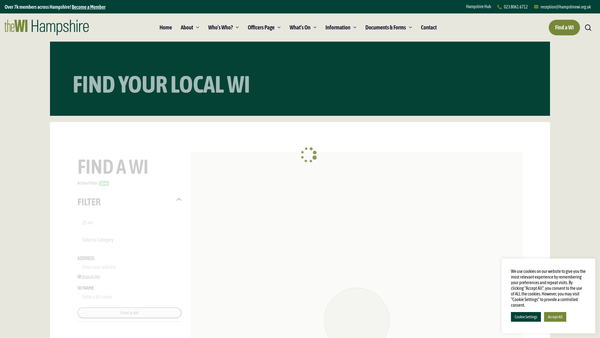 Screenshot of the Andover Afternoon Women's Institute website