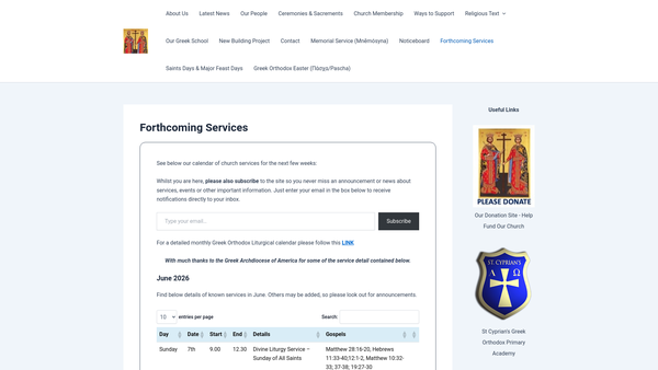 Screenshot of the Greek Orthodox Community Of St Constantine And St Helen website