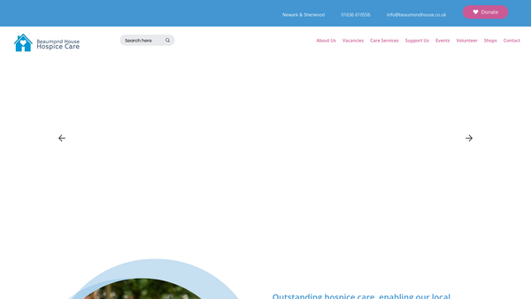 Screenshot of the Beaumond House Community Hospice website