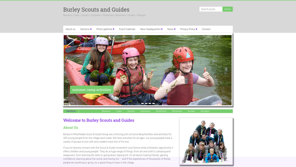 Screenshot of the Burley-In-Wharfedale Scout And Guide Group website