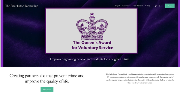 Screenshot of the Safer Luton website