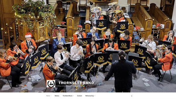 Screenshot of the Thornsett Band website