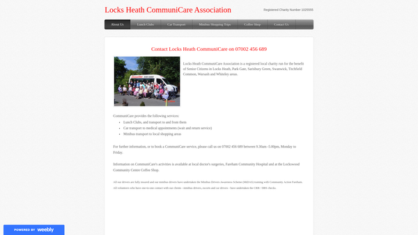 Screenshot of the Locks Heath Communicare Association website