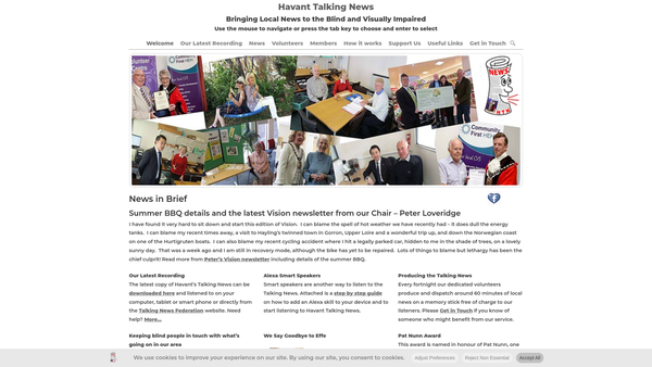 Screenshot of the Havant Borough Talking Newspaper website