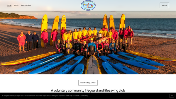 Screenshot of the Exmouth Beach Rescue Club website