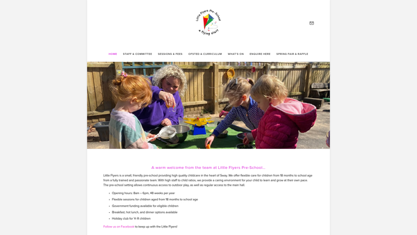 Screenshot of the Little Flyers Pre-School website