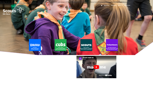Screenshot of the 6th Hove Scout Group website