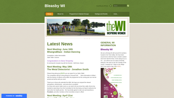 Screenshot of the Bleasby Women's Institute website