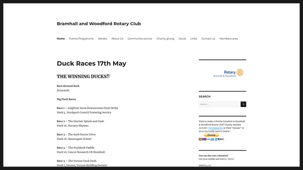 Screenshot of the Rotary Club Of Bramhall And Woodford Charities Trust Fund website