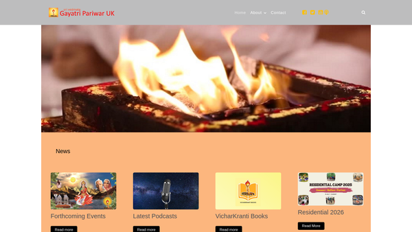Screenshot of the Sri Vedmata Gayatri Pariwar UK website