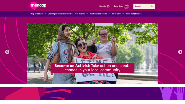 Screenshot of the Saffron Walden Mencap Society website