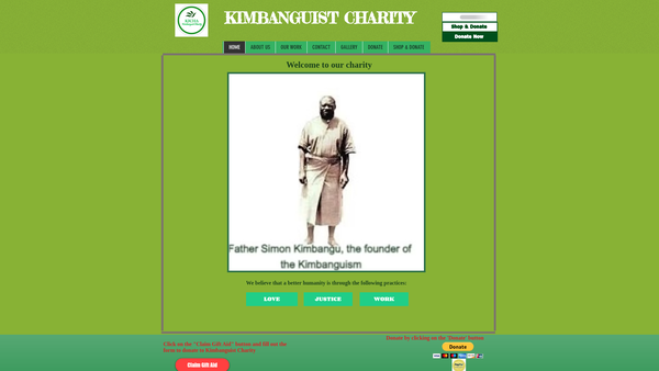 Screenshot of the Kimbanguist Charity website