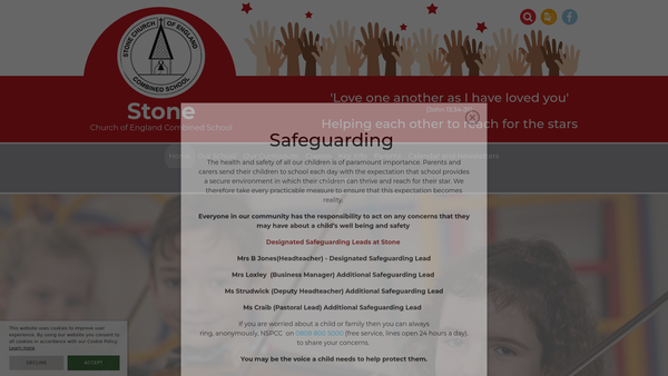 Screenshot of the Stone School Parent Teacher Friends Association website