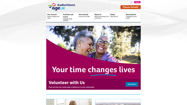 Screenshot of the Age UK Bradford & District website