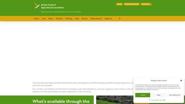 Screenshot of the British Guild Of Agricultural Journalists Charitable Trust website