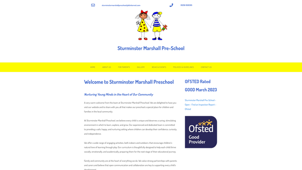 Screenshot of the Sturminster Marshall Preschool website