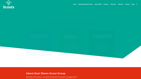Screenshot of the East Sheen Scout Group website