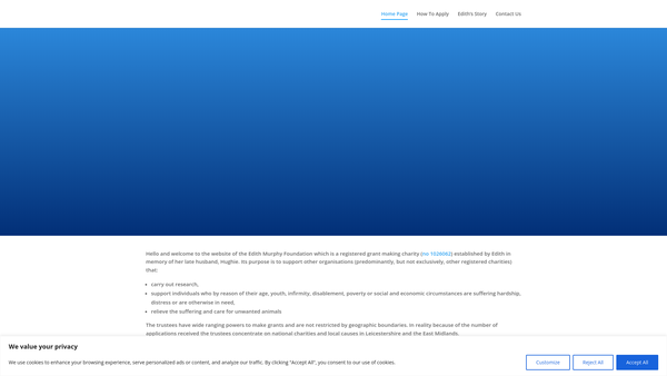 Screenshot of the Edith Murphy Foundation website