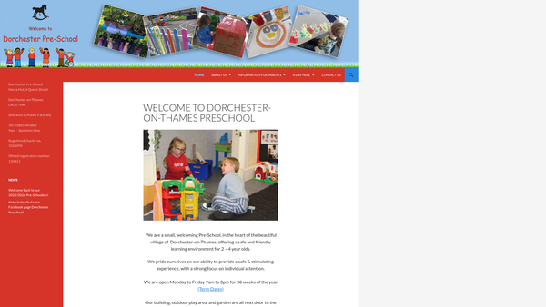 Screenshot of the Dorchester Pre-School website