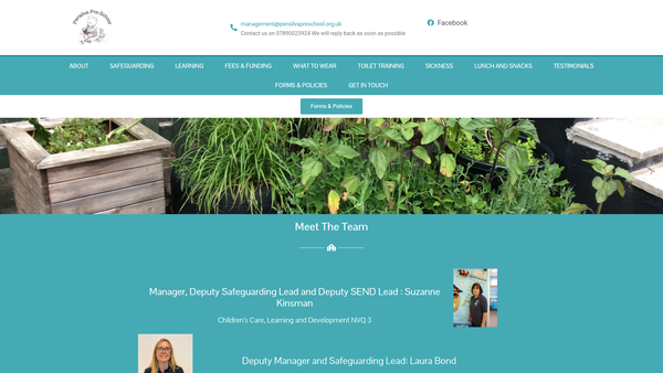 Screenshot of the Pensilva Playgroup website