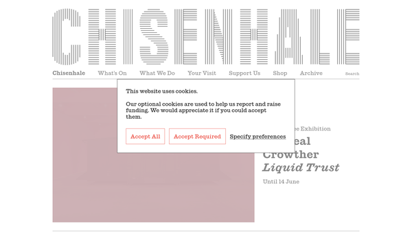 Screenshot of the Chisenhale Gallery website