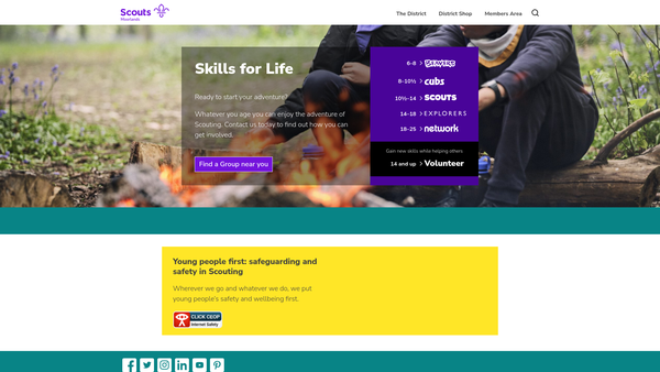 Screenshot of the Staffordshire Moorlands District Scout Council website