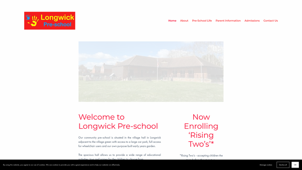 Screenshot of the Longwick Pre-School website
