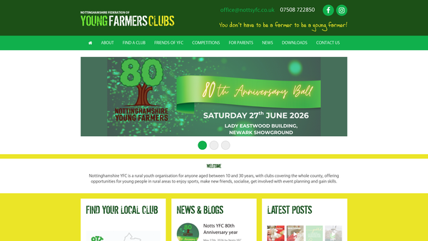 Screenshot of the Lowdham And District Young Farmers Club website