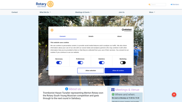 Screenshot of the Rotary Club of Merton website