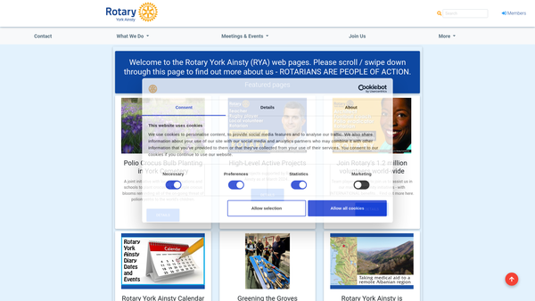 Screenshot of the Rotary Club Of Ainsty Trust Fund website