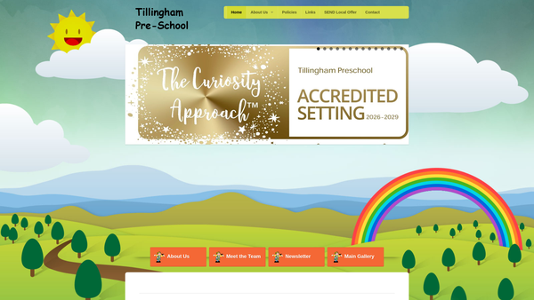 Screenshot of the Tillingham Pre-School Playgroup Association website